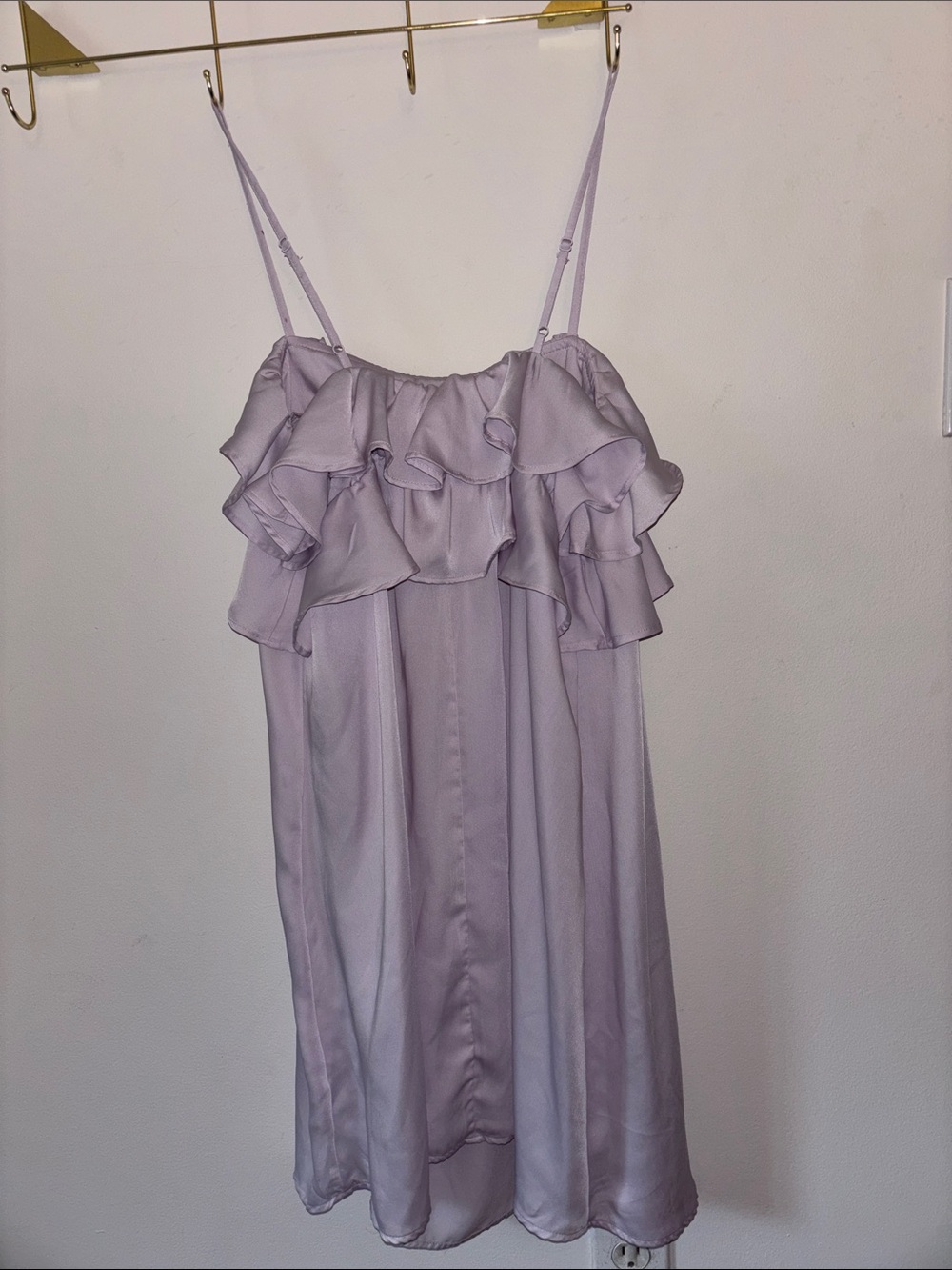 Lavender Ruffle Satin Dress - Picture 2 of 3